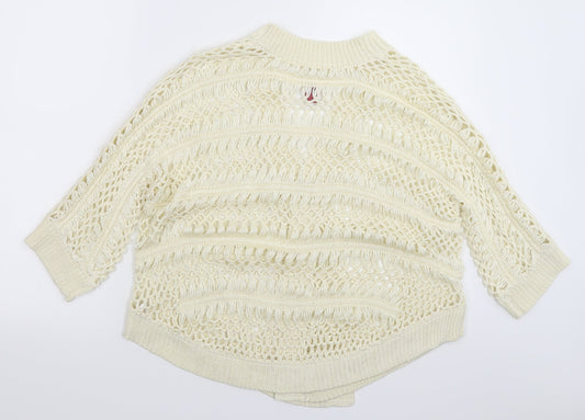 Falmer Womens White Knit Pullover Jumper Size M