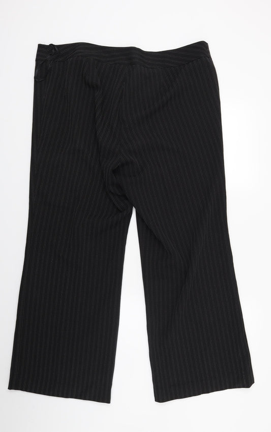 essence Womens Black Striped Trousers Size 18 L27 in