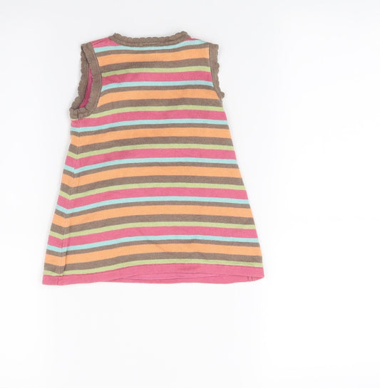 Mini moda Girls Multicoloured Striped Knit Jumper Dress Size 6-9 Months