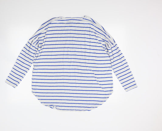 Capsule Womens White Striped Pullover Jumper Size 14