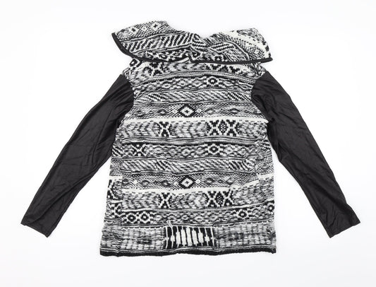 Love Pink Boutique Womens Black Geometric Cardigan Jumper Size S