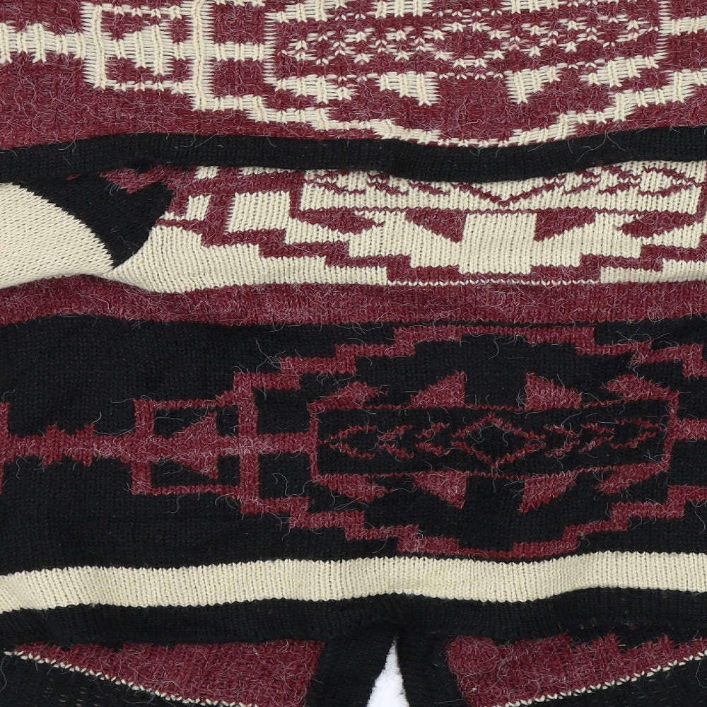 Miso Womens Red Geometric Cardigan Jumper Size 6