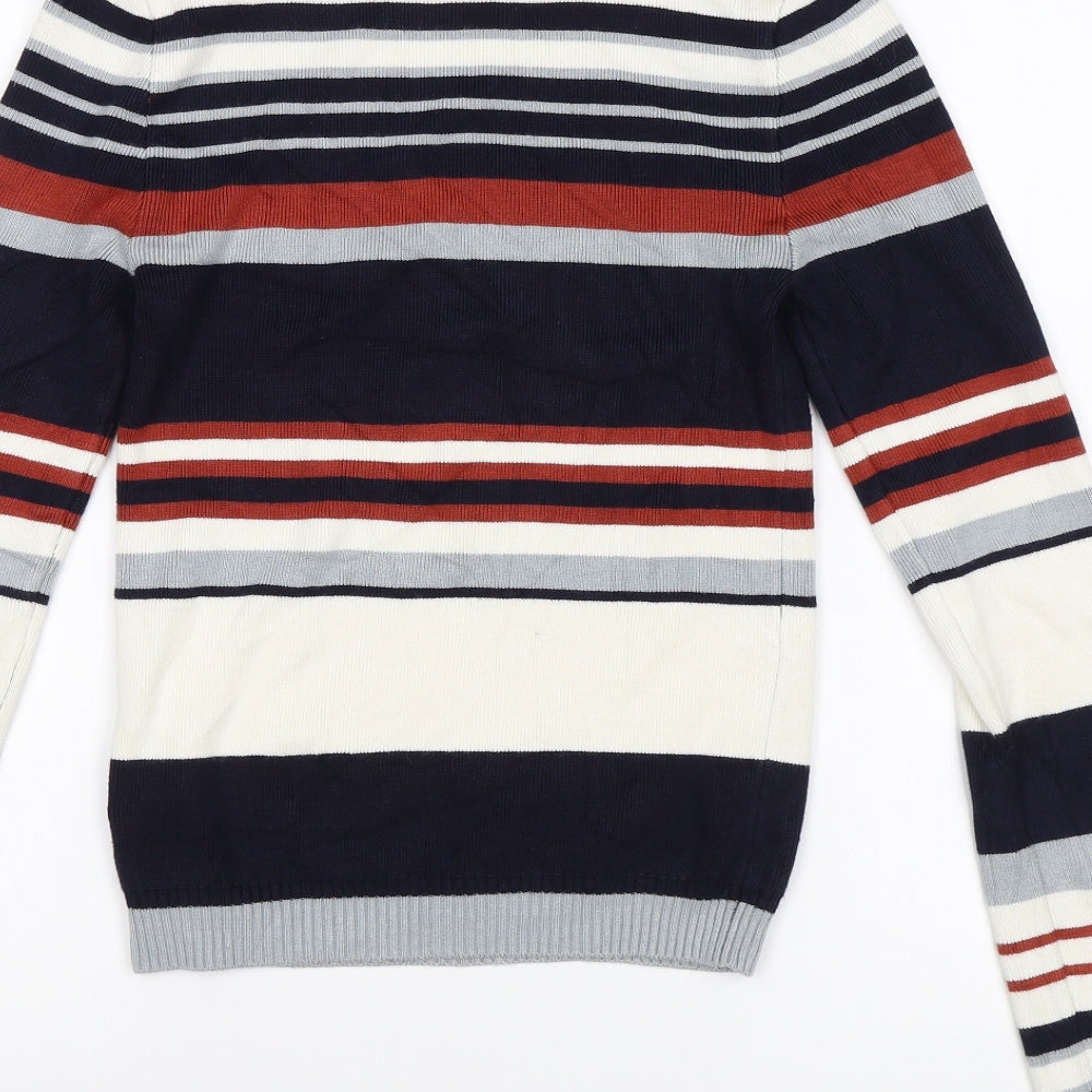 FOREVER 21 Womens White Striped Pullover Jumper Size S