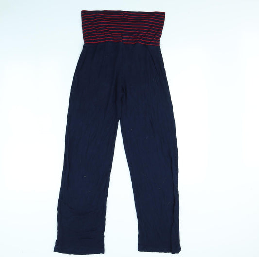 Preworn Womens Blue Striped Trousers Size 8 L29 in