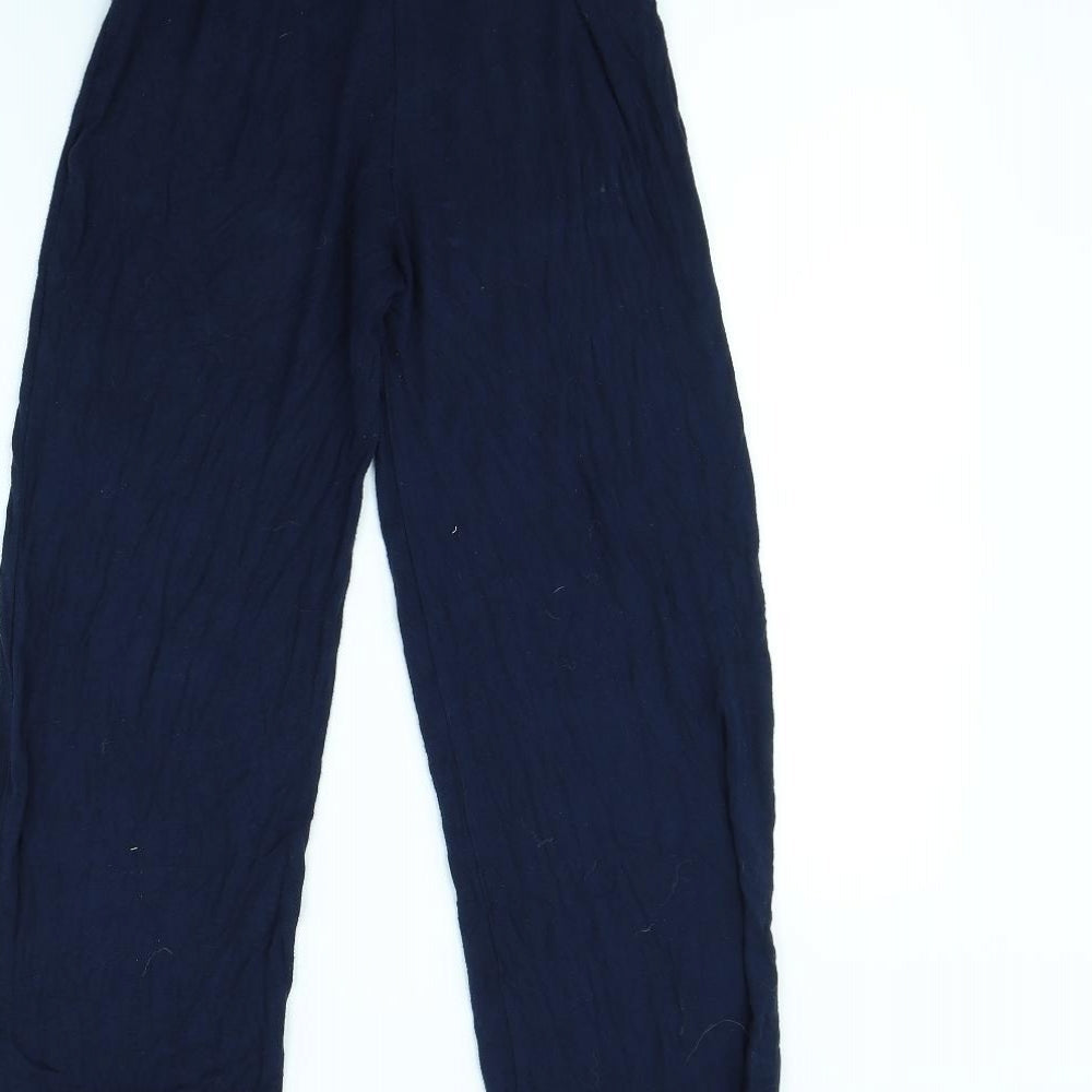 Preworn Womens Blue Striped Trousers Size 8 L29 in