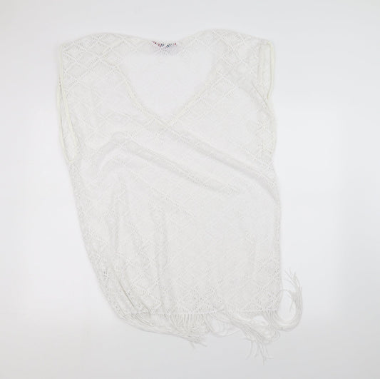 boutique Womens White Knit Basic T-Shirt Size S