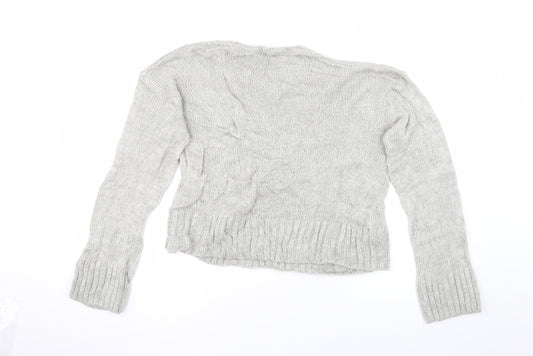 New Look Womens Grey Knit Pullover Jumper Size S - Cropped