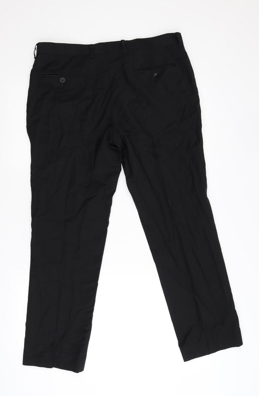 Preworn Womens Black Flannel Trousers Size 34 L28 in