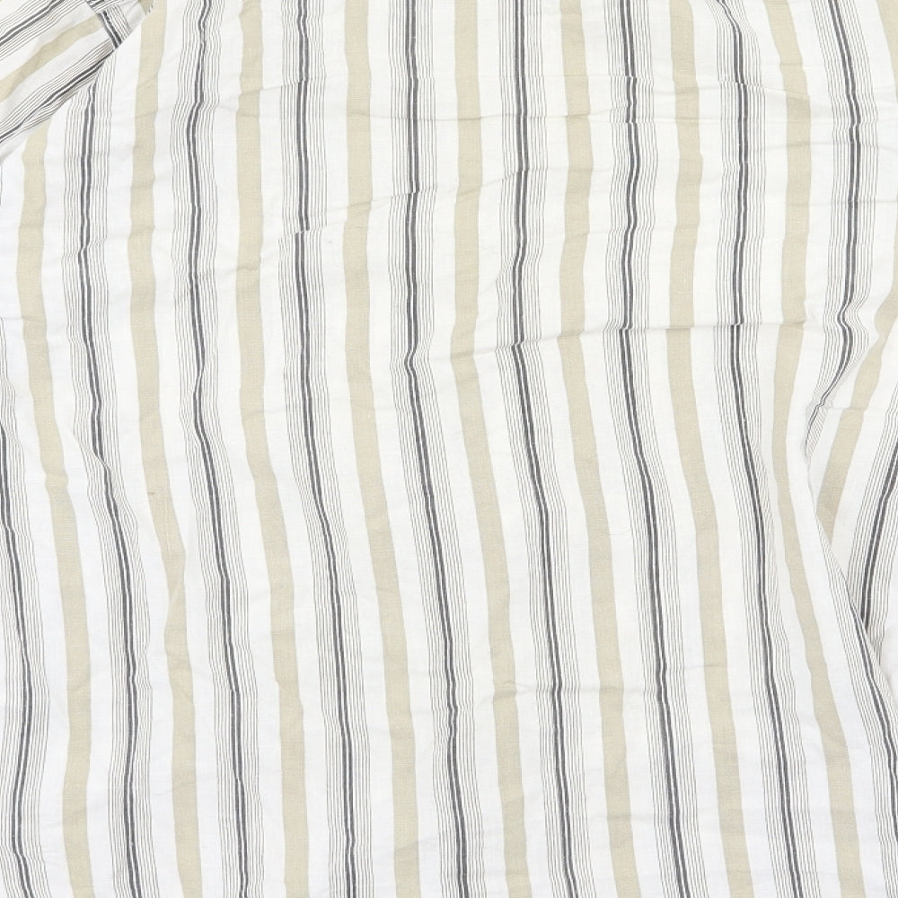 RAM Womens White Striped Basic Button-Up Size L