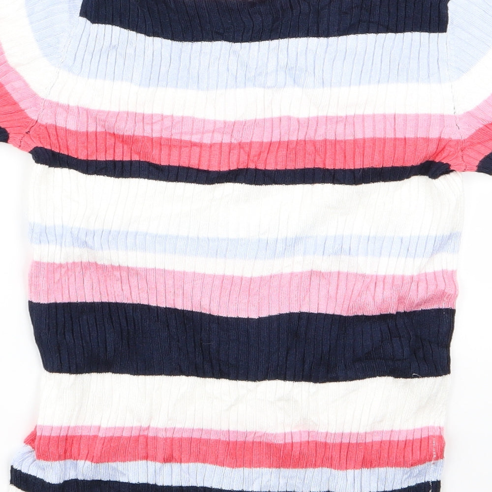 M&S Womens Multicoloured Striped Pullover Jumper Size M