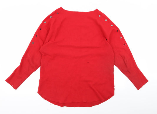 pomodoro Womens Red Pullover Jumper Size M
