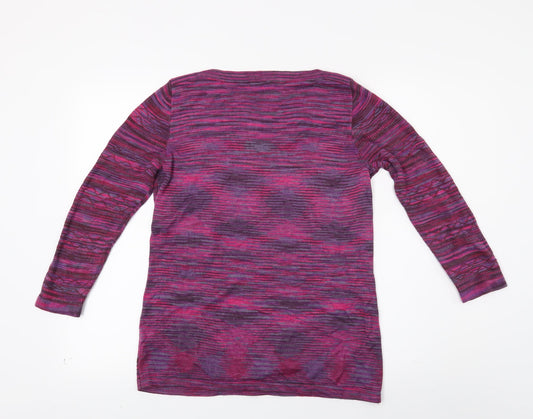 love knitwear Womens Pink Striped Knit Cardigan Sweatshirt Size 12