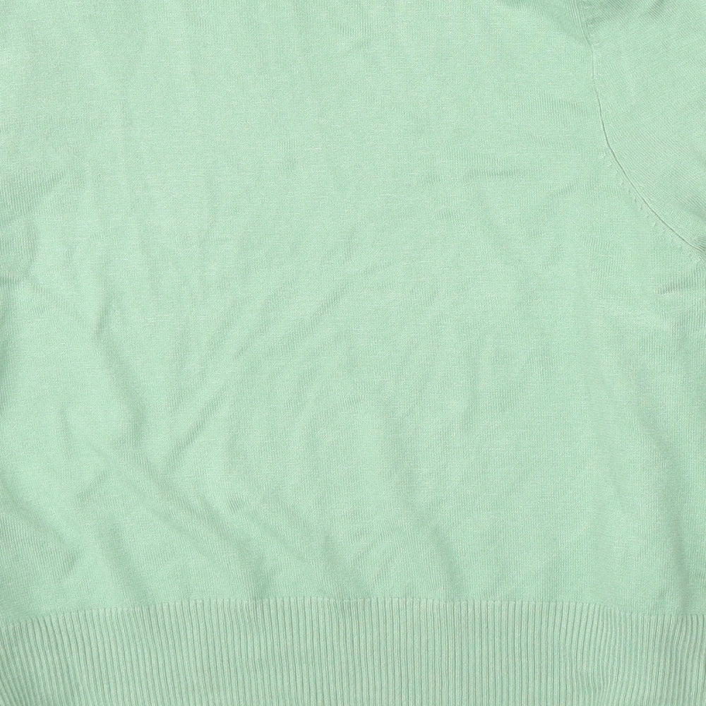 BASSINI Womens Green Knit Basic Button-Up Size 12