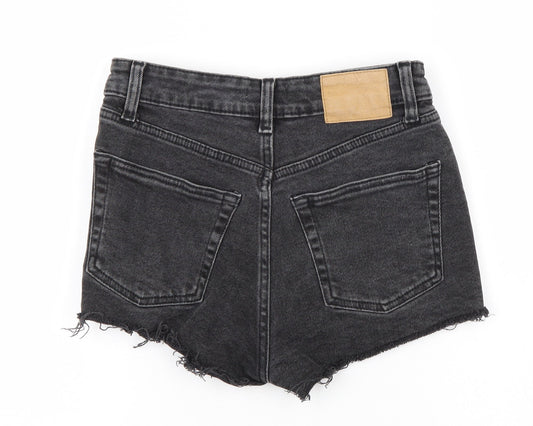 H&M Womens Black Denim Hot Pants Shorts Size 34