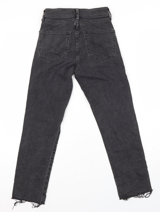 Preworn Womens Black Denim Trousers Size 6 L25 in