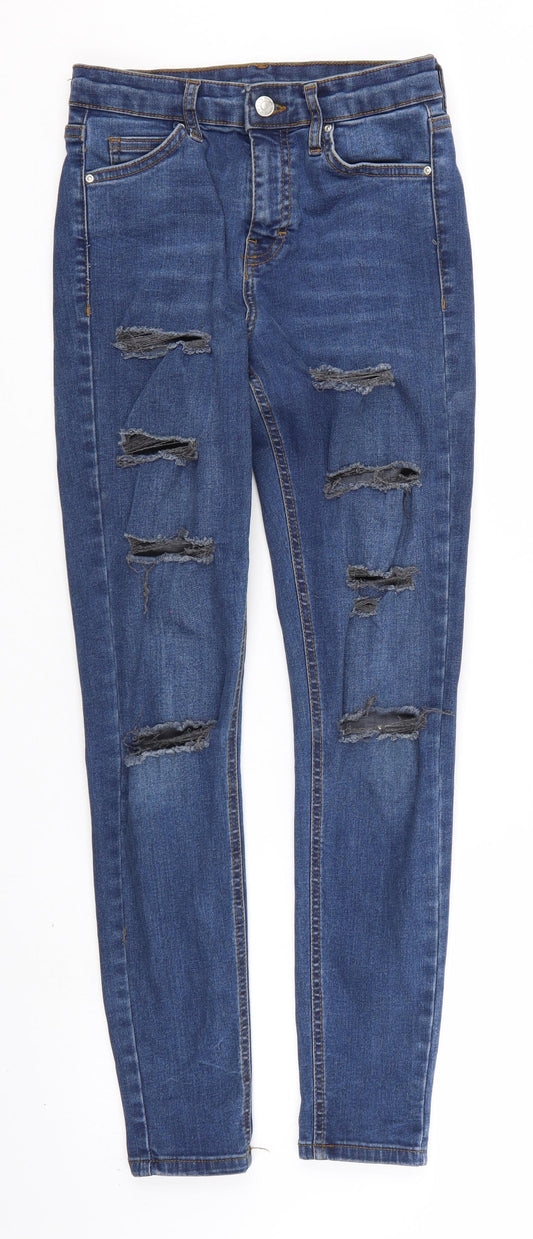 Topshop Mens Blue Denim Straight Jeans Size 26 L32 in