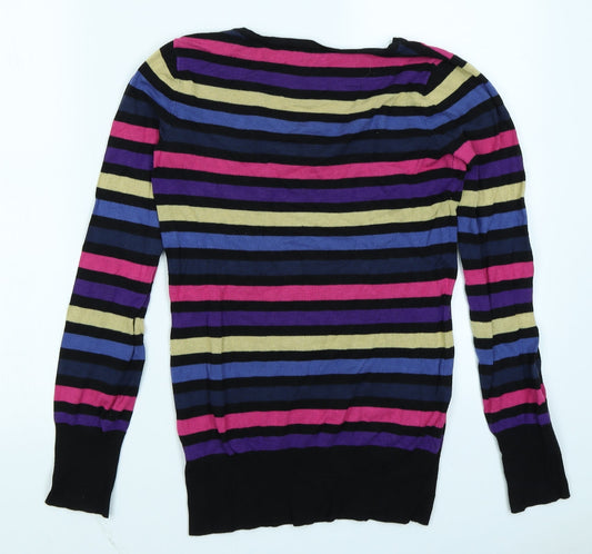 Dorothy Perkins Womens Black Striped Pullover Jumper Size 8