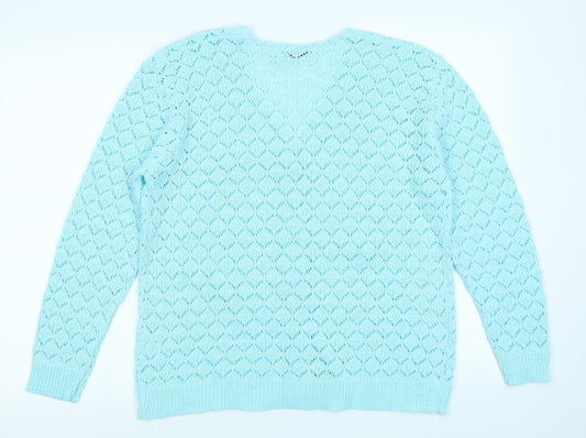 Pure & Natural Womens Blue Cardigan Jumper Size M