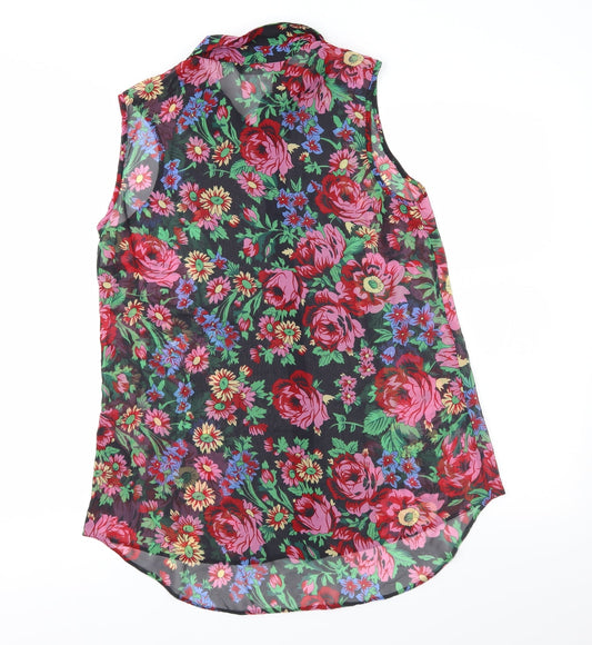 Dorothy Perkins Womens Black Floral Basic Blouse Size 10