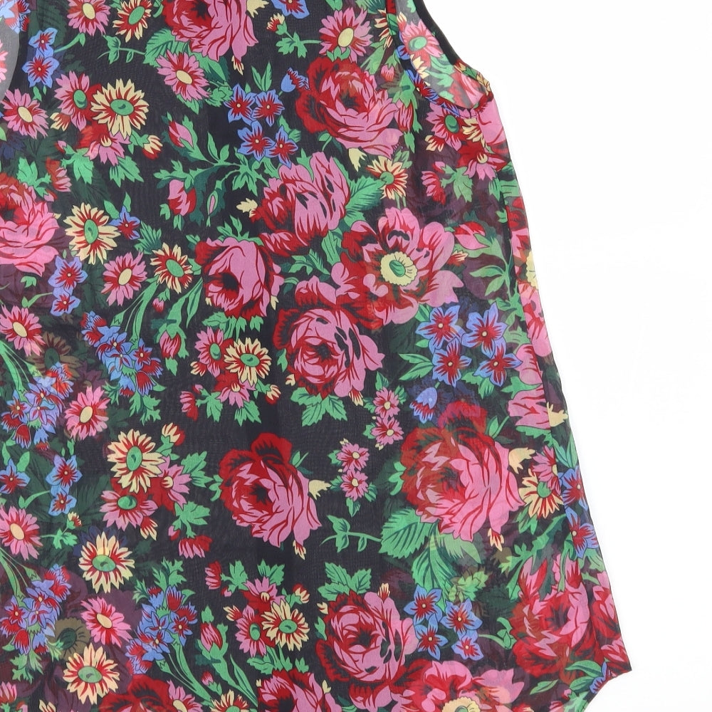 Dorothy Perkins Womens Black Floral Basic Blouse Size 10