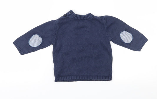 Vertbaudet Boys Blue Fair Isle Pullover Jumper Size 12-18 Months