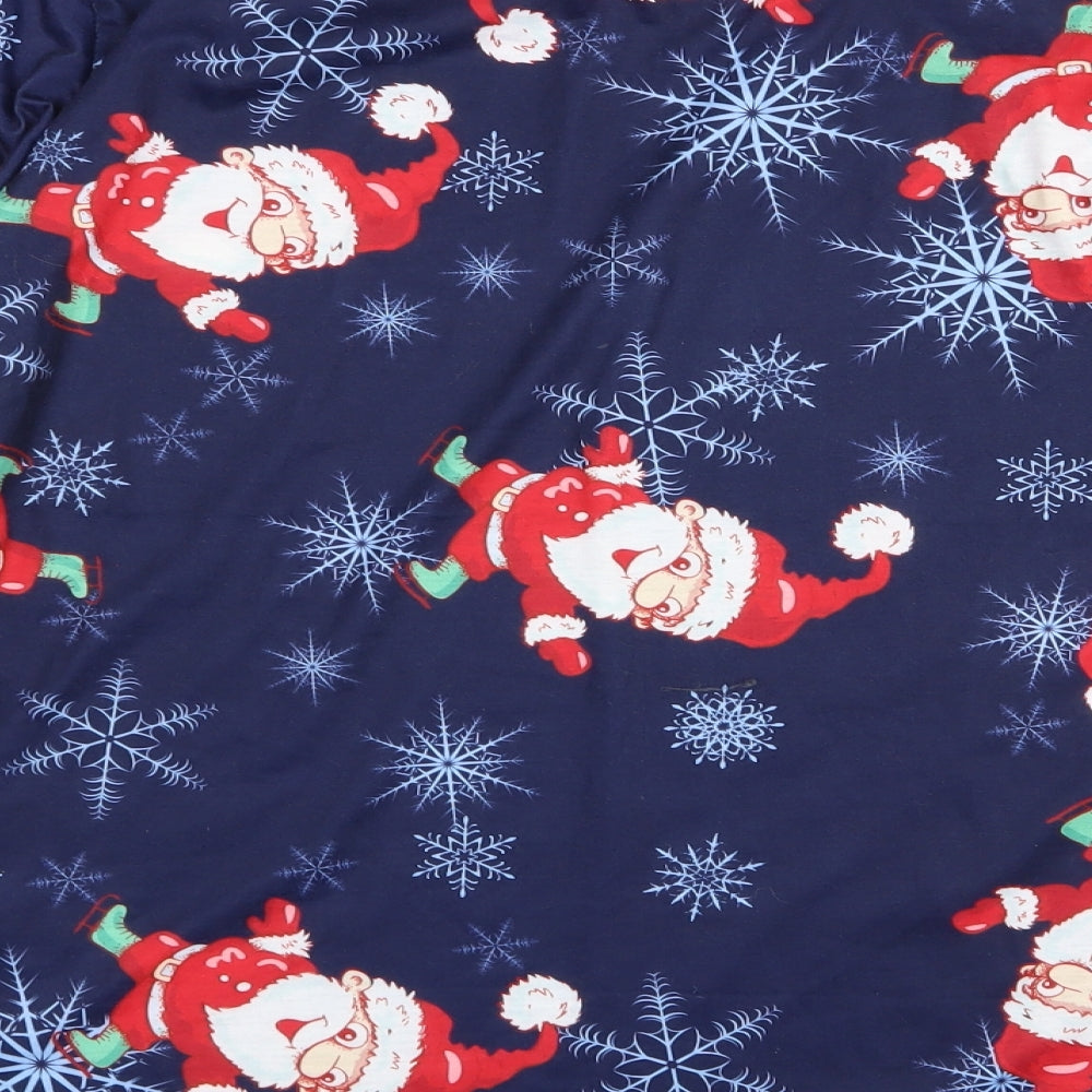Preworn Womens Blue Solid Top Pyjama Top Size L - christmas