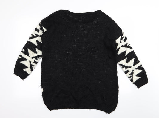 New Look Womens Black Argyle/Diamond Pullover Jumper Size 12