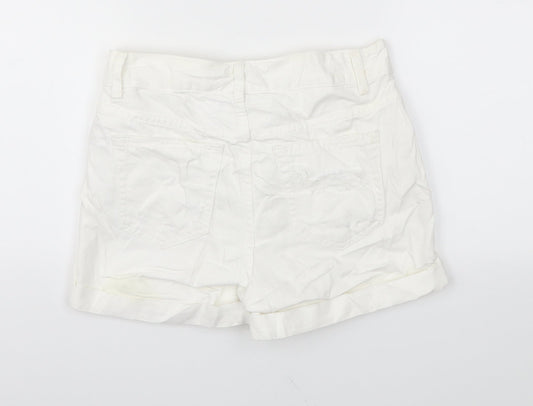 Topshop Womens White Cut-Off Shorts Size 6