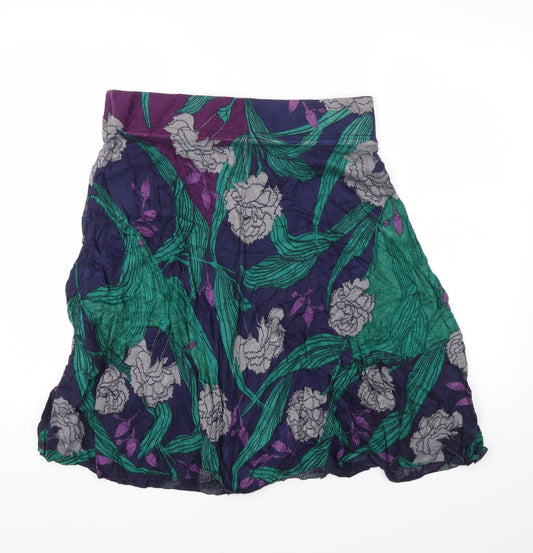 Preworn Womens Green Floral Flare Skirt Size 34 in