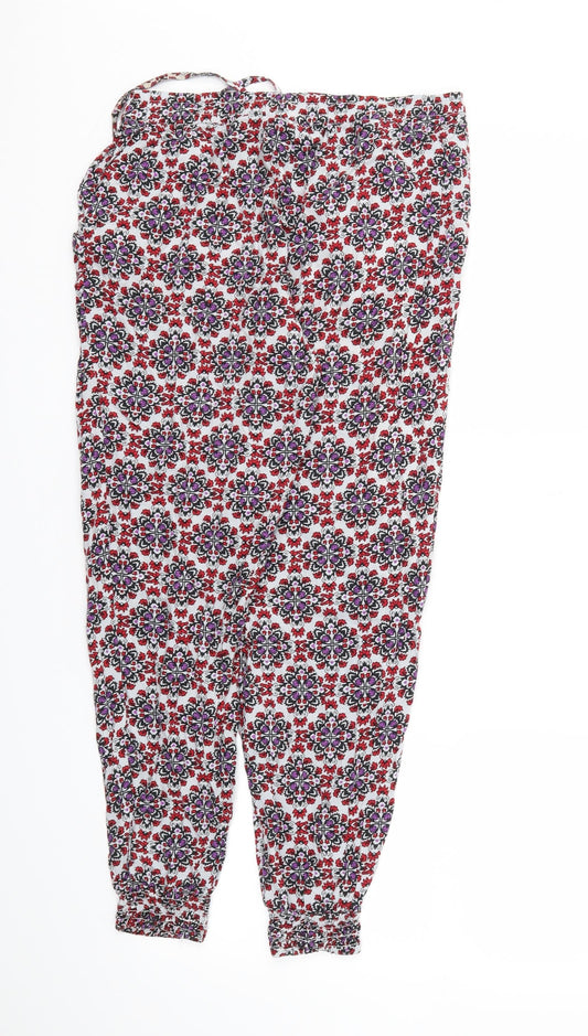 H&M Womens Purple Argyle/Diamond Jogger Trousers Size 10 L25 in - Stretch waistband