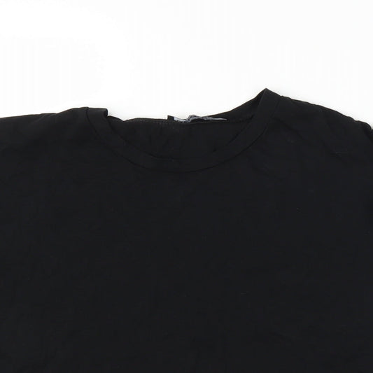 Boohoo Womens Black Cropped T-Shirt Size 10