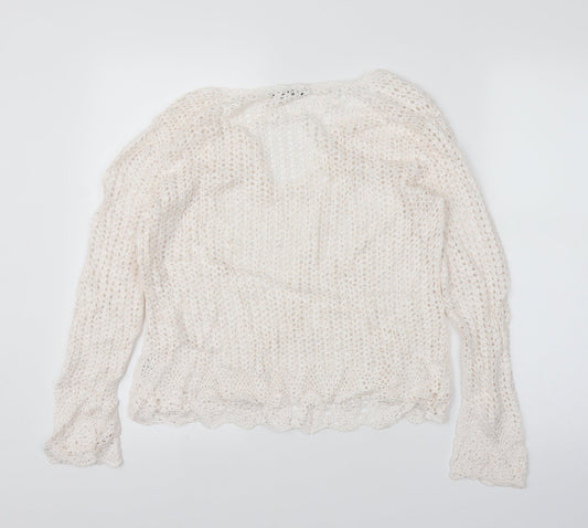 Linea Womens White Pullover Jumper Size L