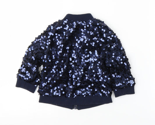 Minoti Girls Blue Full Zip Jumper Size 9-12 Months