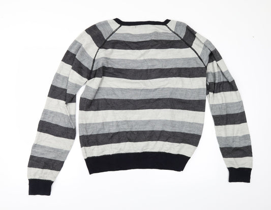 STANDARD UNTIY Mens Grey Striped Pullover Jumper Size M