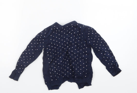 Young Dimension Girls Blue Geometric Knit Cardigan Jumper Size 18-24 Months - Heart Print