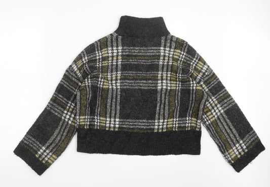 New Look Womens Grey Check Knit Pullover Jumper Size S