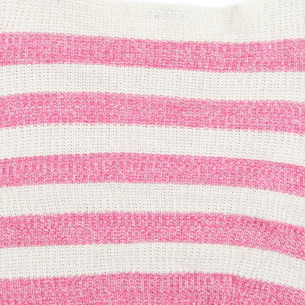 M&Co Womens Pink Striped Knit Pullover Jumper Size L