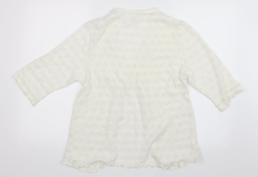 Slenderella Womens White Knit Cardigan Jumper Size M