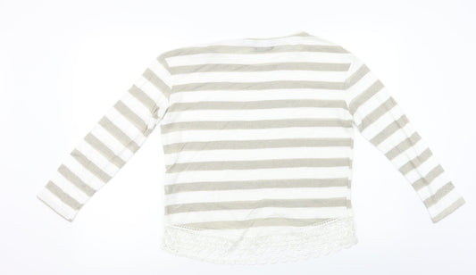 Dorothy Perkins Womens Beige Striped Pullover Jumper Size 14