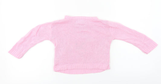 festive fun Girls Pink Pullover Jumper Size 12-18 Months