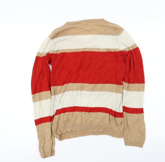 Marks and Spencer Womens Brown Striped Pullover Jumper Size 8