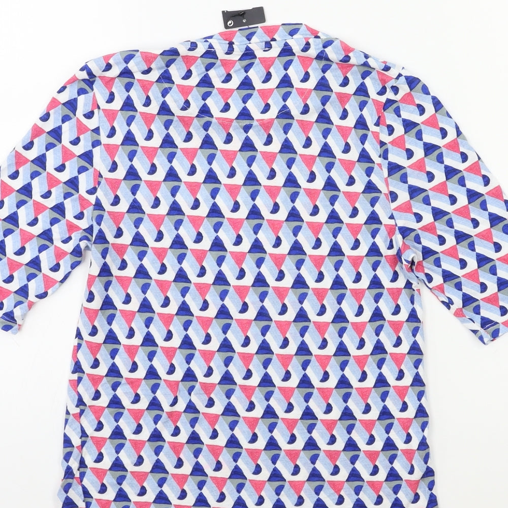 Marks and Spencer Womens Blue Geometric Basic T-Shirt Size 8