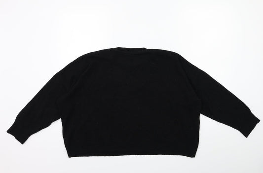 Preworn Womens Black Knit Pullover Jumper Size 16