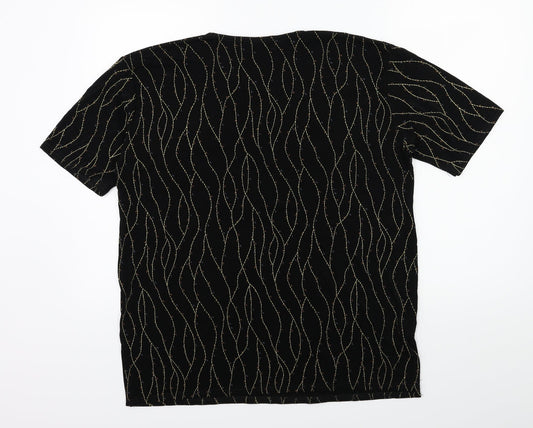 LINDA JAYNE Womens Black Basic T-Shirt Size 8