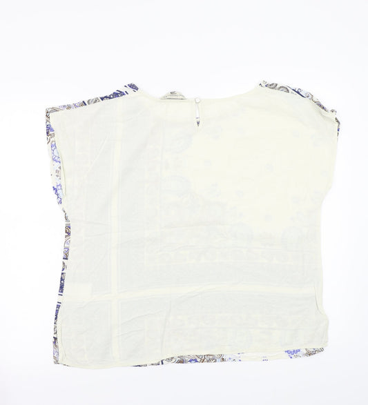 F&FF Womens White Paisley Basic Blouse Size 14