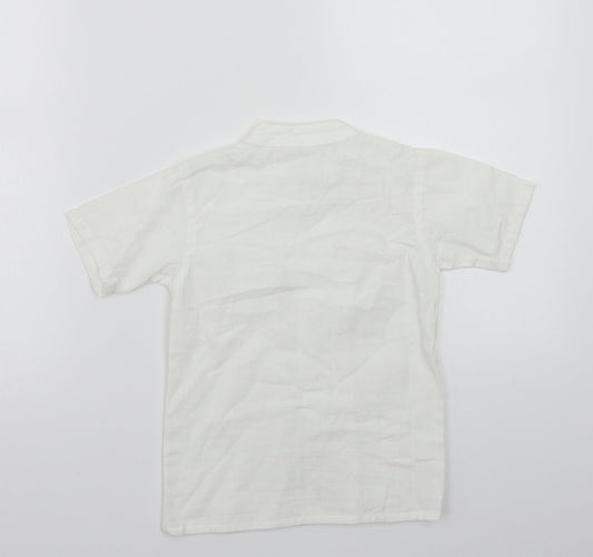 Preworn Boys White Rayon Basic Button-Up Size 4 Years