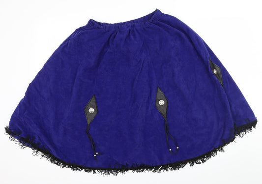 Doo Little Womens Blue Velour Flare Skirt Size M