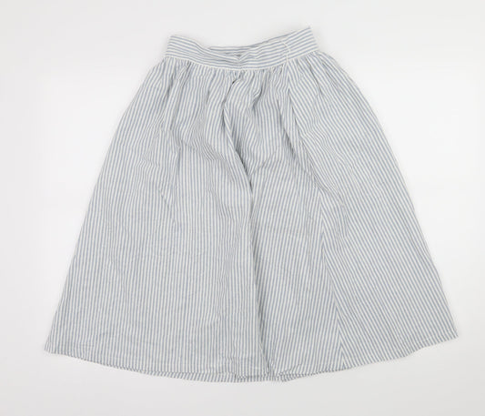 Preworn Womens Blue Striped Wrap Skirt Size 26 in