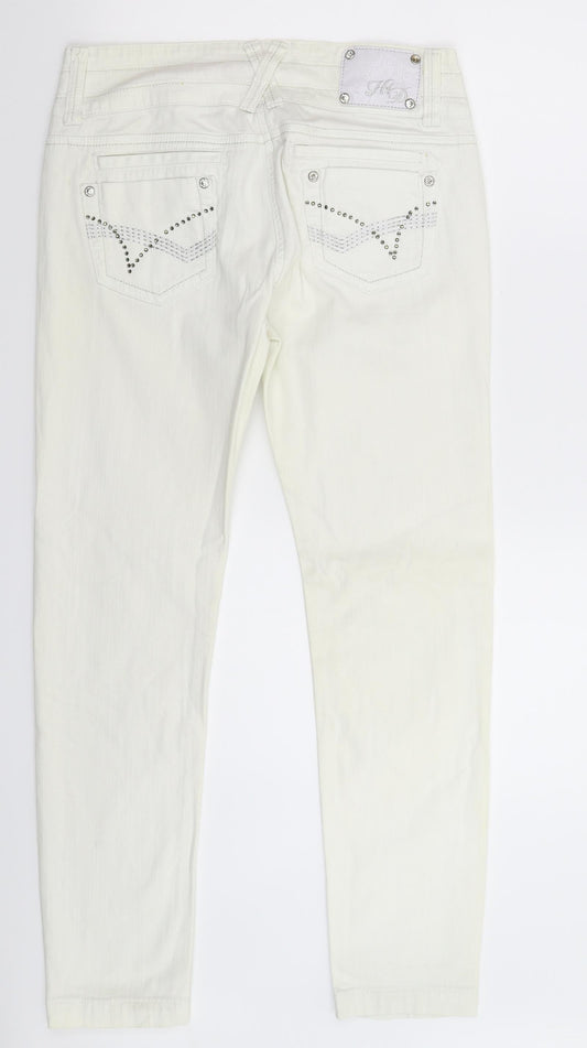House of Denim Womens White Denim Skinny Jeans Size 12 L29 in