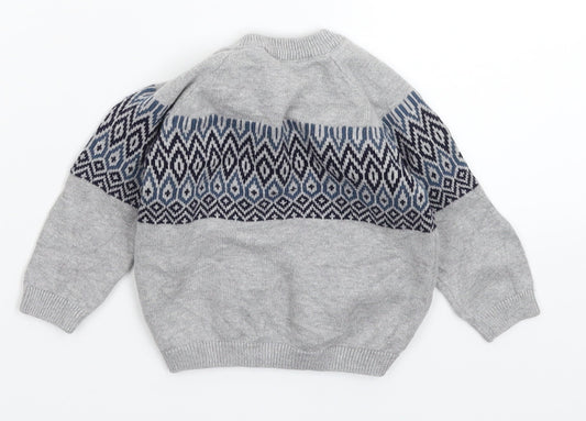 TU Baby Grey Geometric Knit Pullover Jumper Size 3-6 Months
